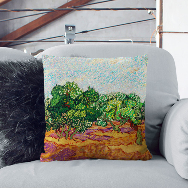 Olive Trees Square Throw Cushion, 40cm H x 40cm W x 15cm D