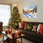«Winter Cabin Deer», art mural sur toile-1837087566
