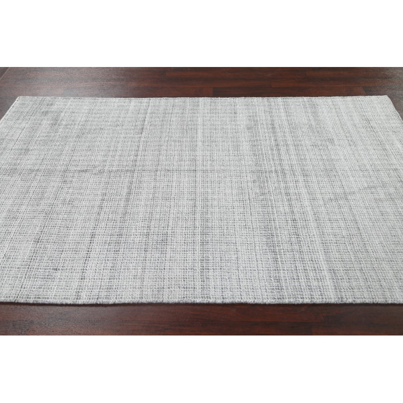 Tapis en laine à carreaux contemporain noué à la main 5 x 8 po