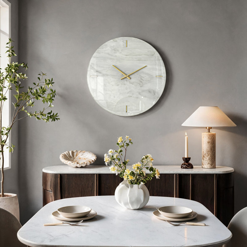Horloge murale décorative moderne de 60 cm de large, imitation marbre