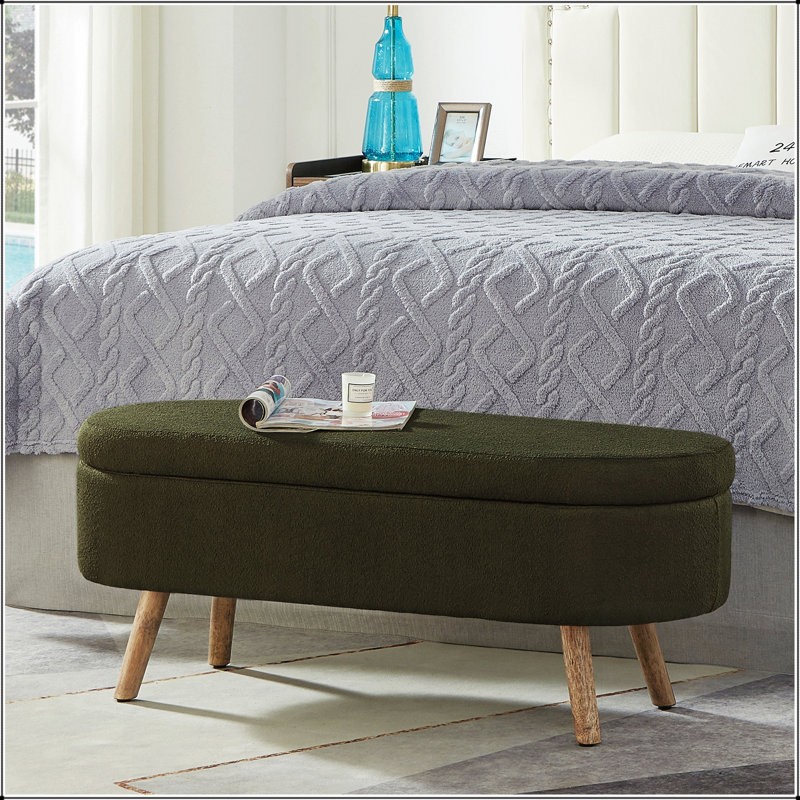 Banc de rangement avec repose-pieds ovale Luxury, Vert foncé