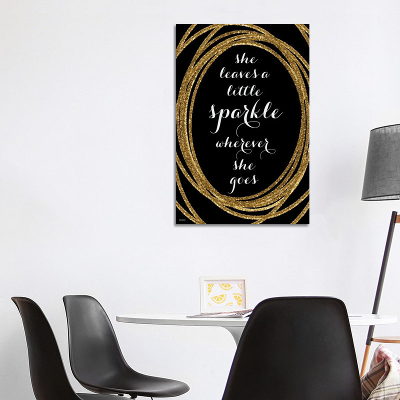 She Leaves A Little Sparkle In Gold And Black by Blursbyai - Gallery-Wrapped Canvas Giclée on Canvas, Canvas