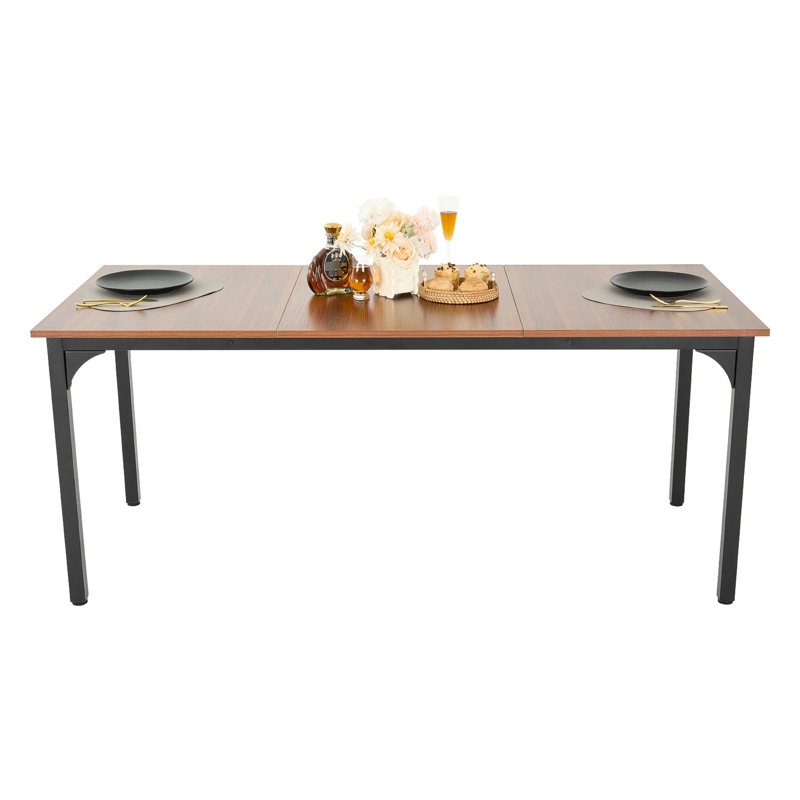 Table de salle à manger rectangulaire 71 pouces brun, matériau et surface stratifiée, support de 300 lb, idéal pour les salles de réunion
