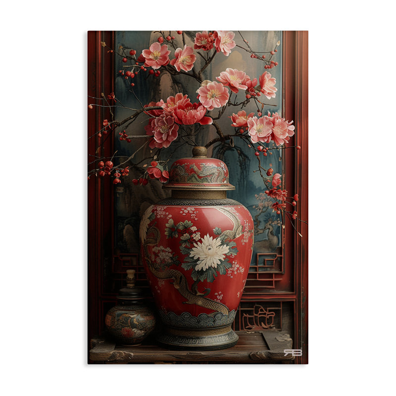Art mural sur toile "Traditional Asian Vase" par Roozbeh Bahramali, H 30 po x l 20 po