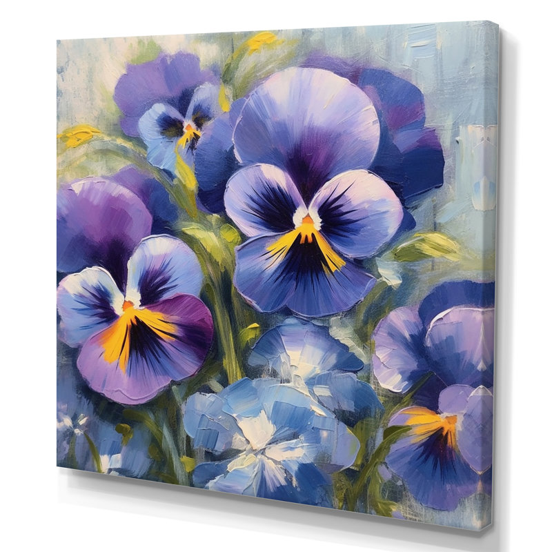 «Mauve Yellow Natures Pansies II», reproduction sur toile, H 16 po x l 16 po x P 1 po, Toile tendue