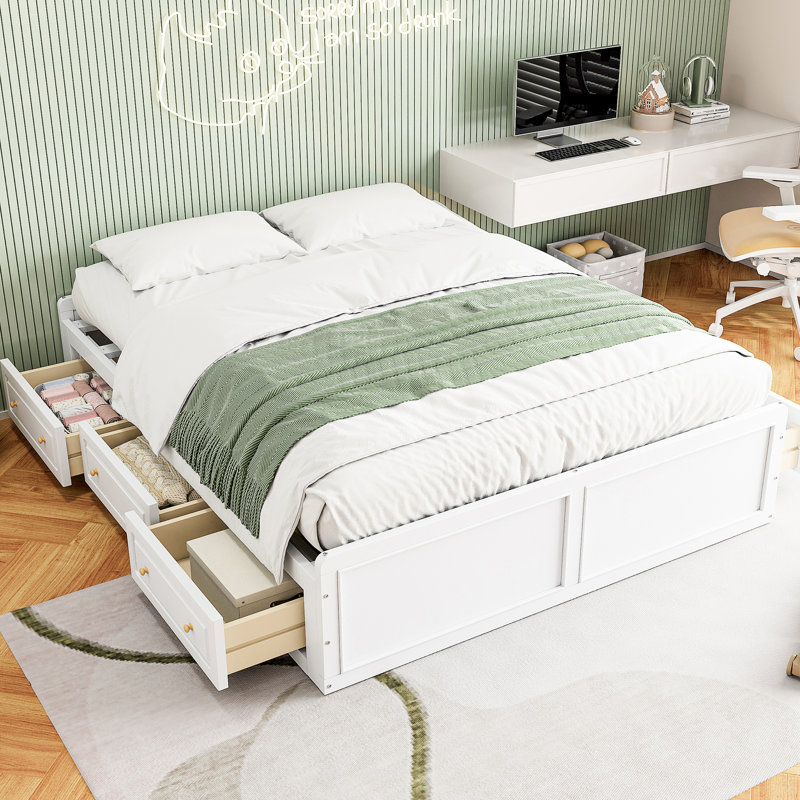 Lit plateforme en bois grand format 6 - Robuste et élégant pour un design attrayant, Blanc