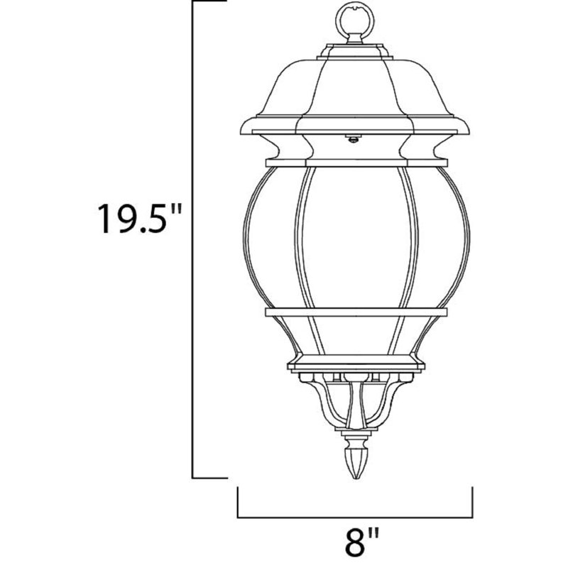 Lanterne suspendue d'extérieur à 3 lumières H 19,5 po Aquilar, Noir