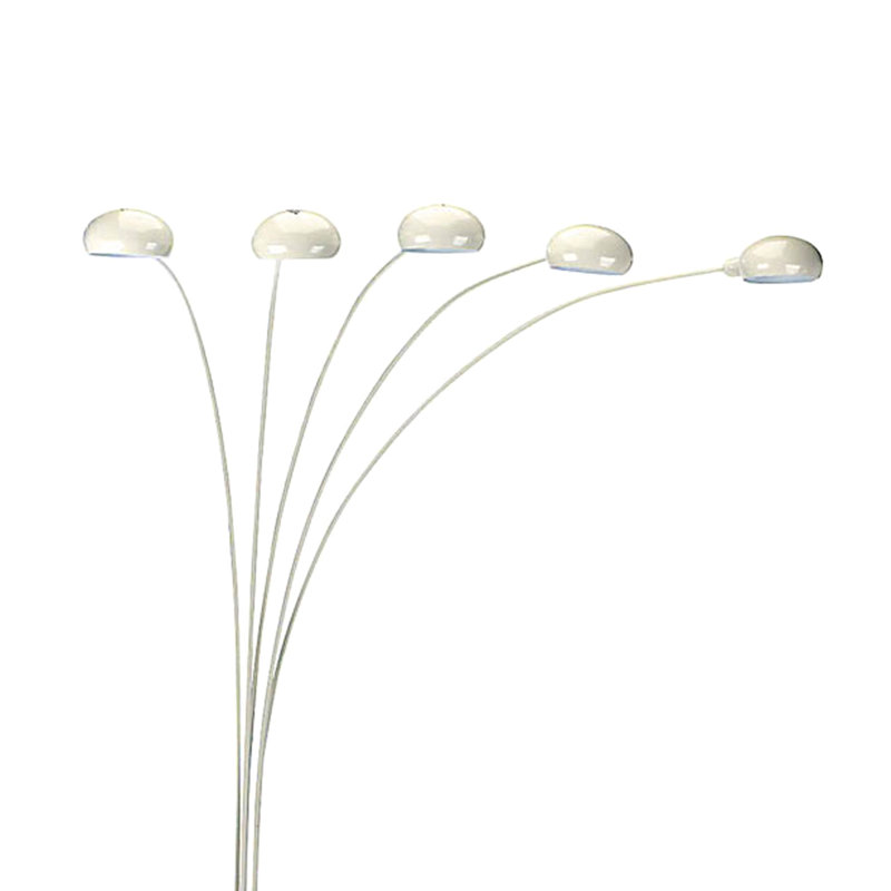 84" Tall Metal Floor Lamp With White Finish And 5 Adjustable Arch Arms