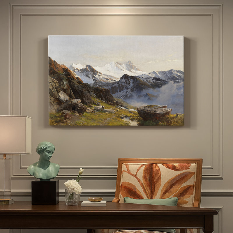 Alpine Landscape with Sheep-Edward Theodore Compton-Gallery Wrapped Canvas-c. late 19th / early 20th Century, 24 x 36