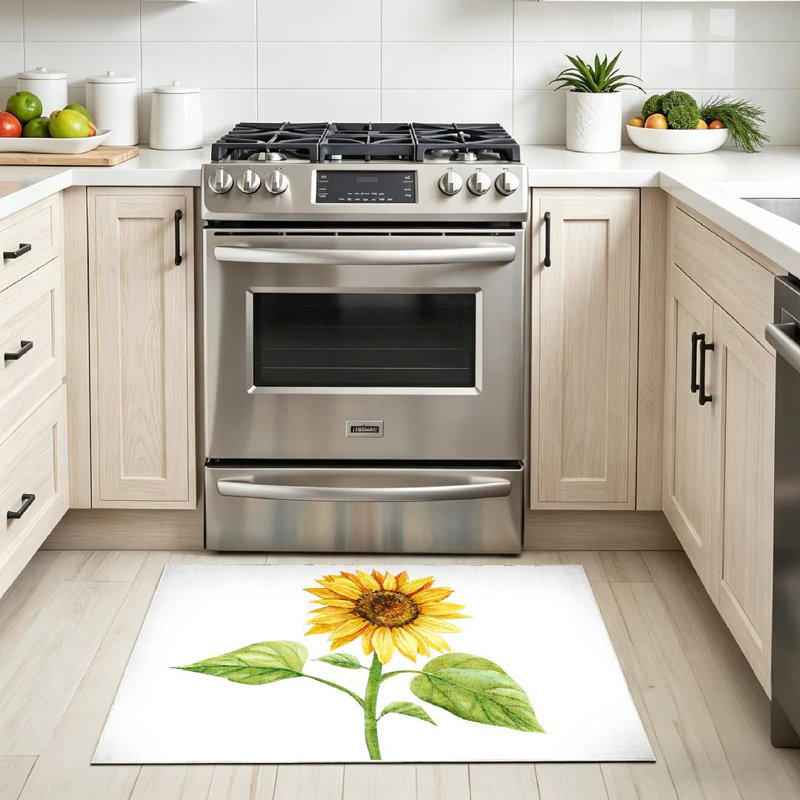 Magnifique tapis d'intérieur lavable à la machine jaune