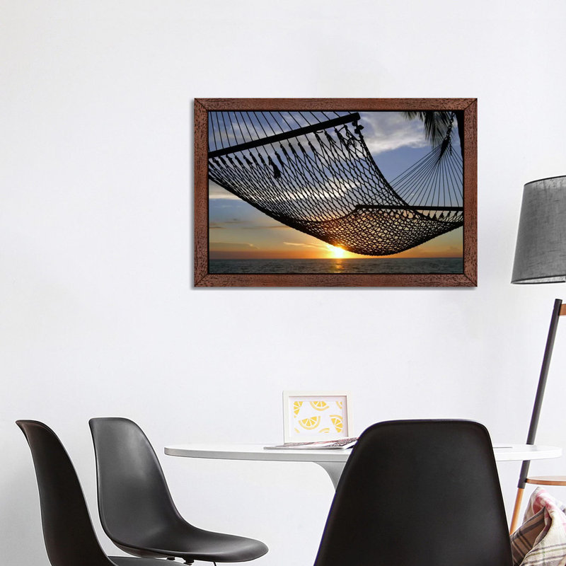 Hawaii Sunset - Print on Canvas, 101.6 cm H x 66.04 cm W, Brown Floater Framed