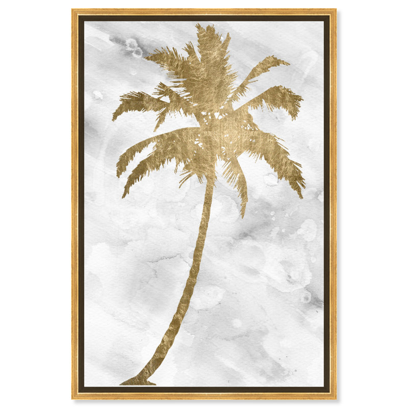 Palmier doré - impression sur toile tendue, H 45 po x l 30 po, Cadre doré