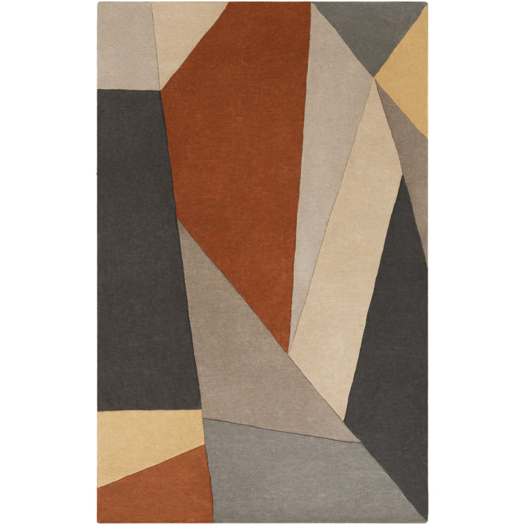 Jahiem Abstract Hand-Tufted Wool Burnt Orange Area Rug