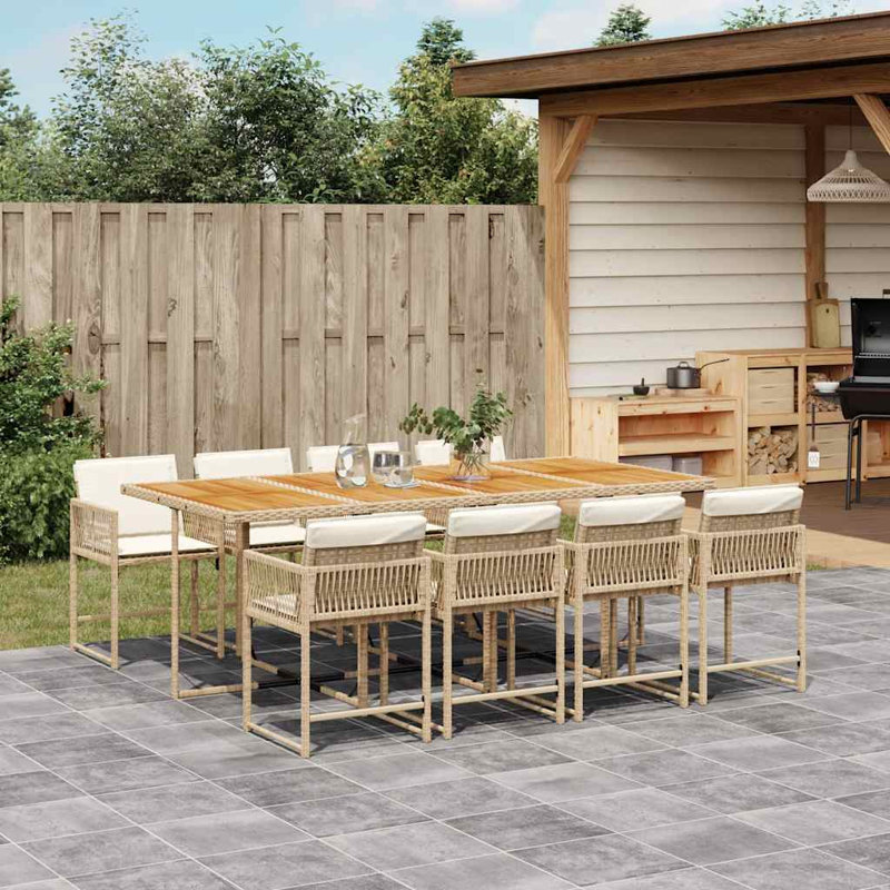 Patio Dining Set with, 8, Beige, 73cm H x 220cm W x 106cm D