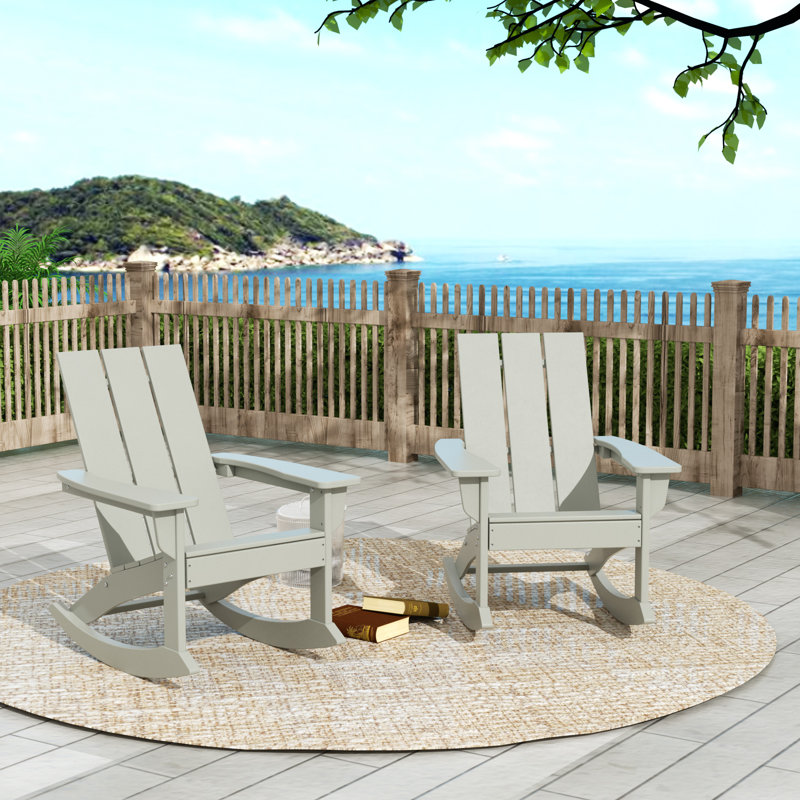 Joubert Plastic Outdoor Adirondack Chair Set, Sand