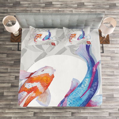Koi Fish Bedspread Set with Shams