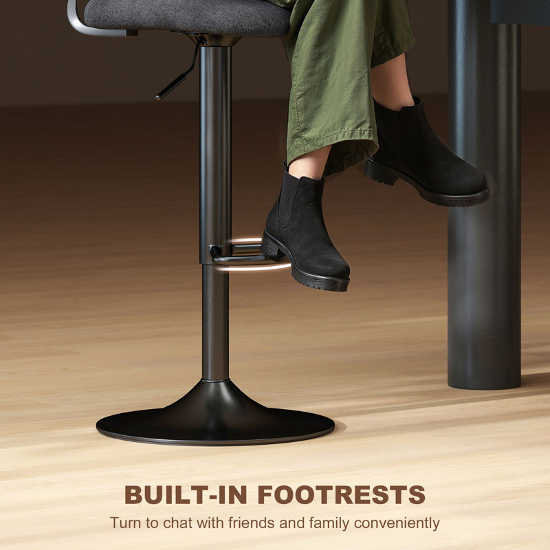 Bar Stools Set of 2, Modern Swivel Counter Height Barstools, Black