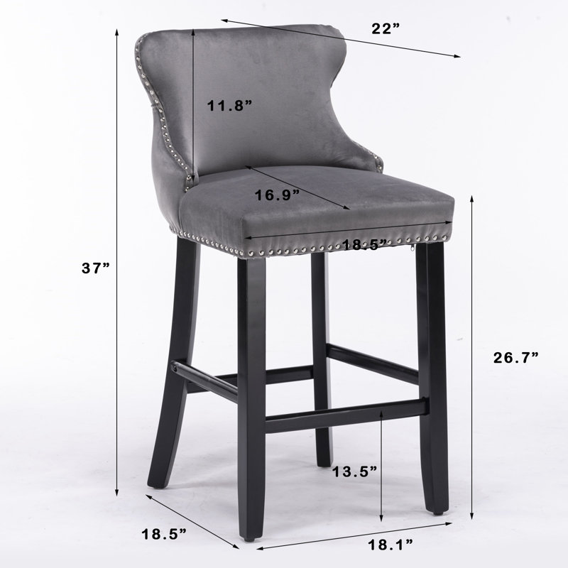 Tabourets de bar en velours, Gris