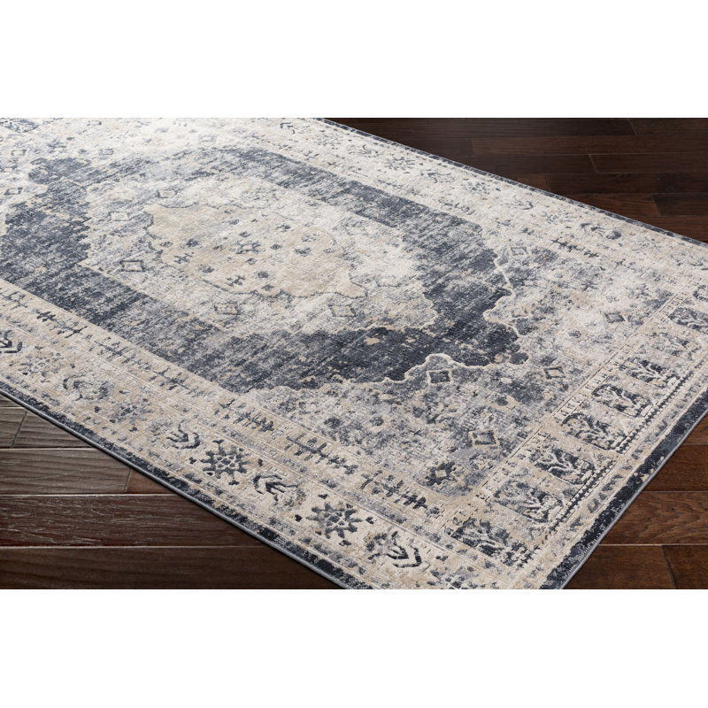 Tapis taupe / gris tissé à la machine Shultz, Rectangle 2 pi x 3 pi