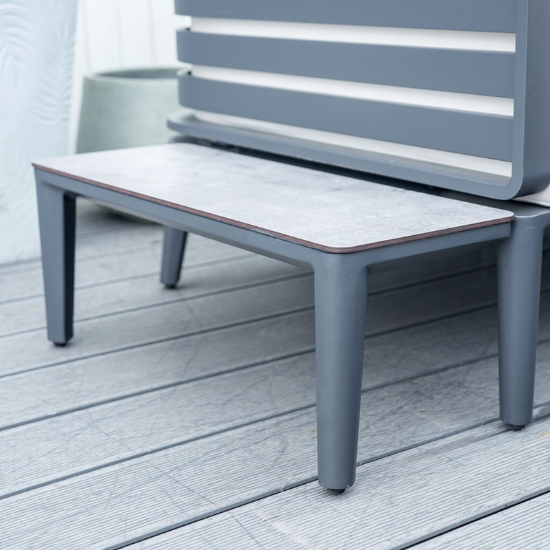 2-Piece Patio Aluminum Rectangular Side Tables