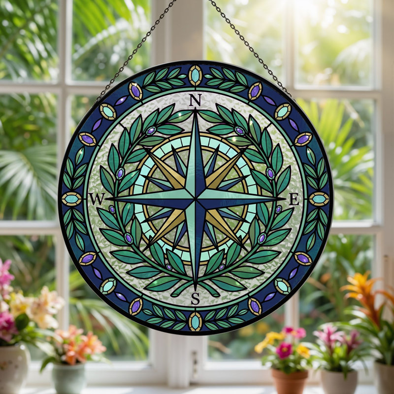 Vitrail Compass Rose, H 7,8 po