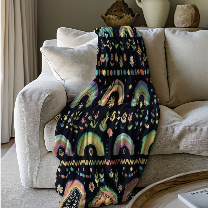 Rainbow Waves - Couverture sherpa de qualité supérieure 1 pièce, L 80 po x l 60 po