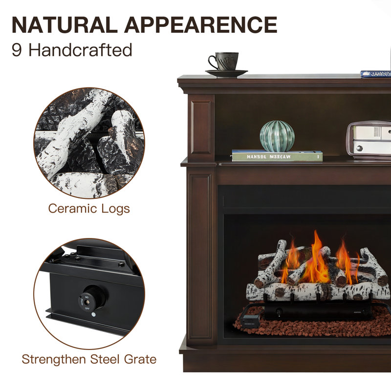 27-Inch Ventless Fireplace Logs Set for LP/Propane – Remote Control, 34,000 BTU, Made with Birch Wood, White, 1200