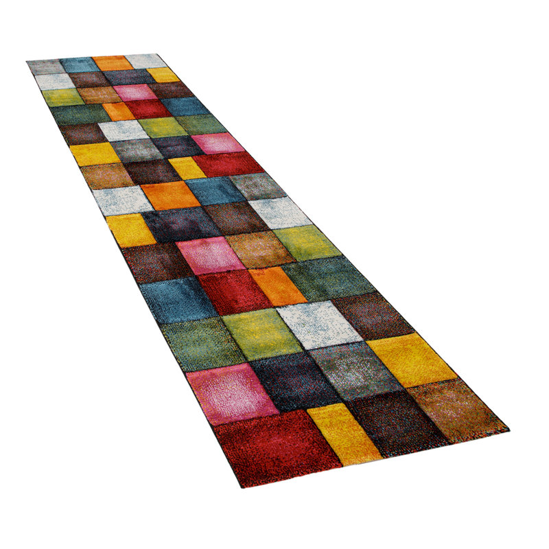 Rug Brunner in Red/Orange/Green/Brown, Runner 80 x 300cm