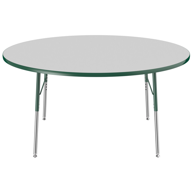 Table ronde à hauteur réglable, H 24 po x L 60 po x l 60 po, Gris / vert, Gris