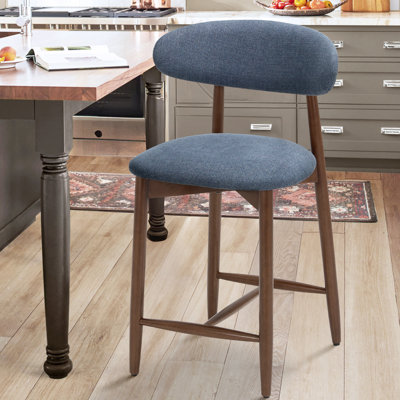 Upholstered 25'' Counter Stool with Solid Wood Frame