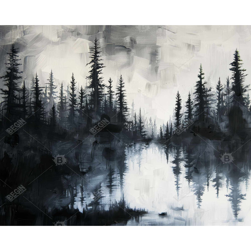 Abstract Lake - Grey Framed Canvas for Elegant Home Decor