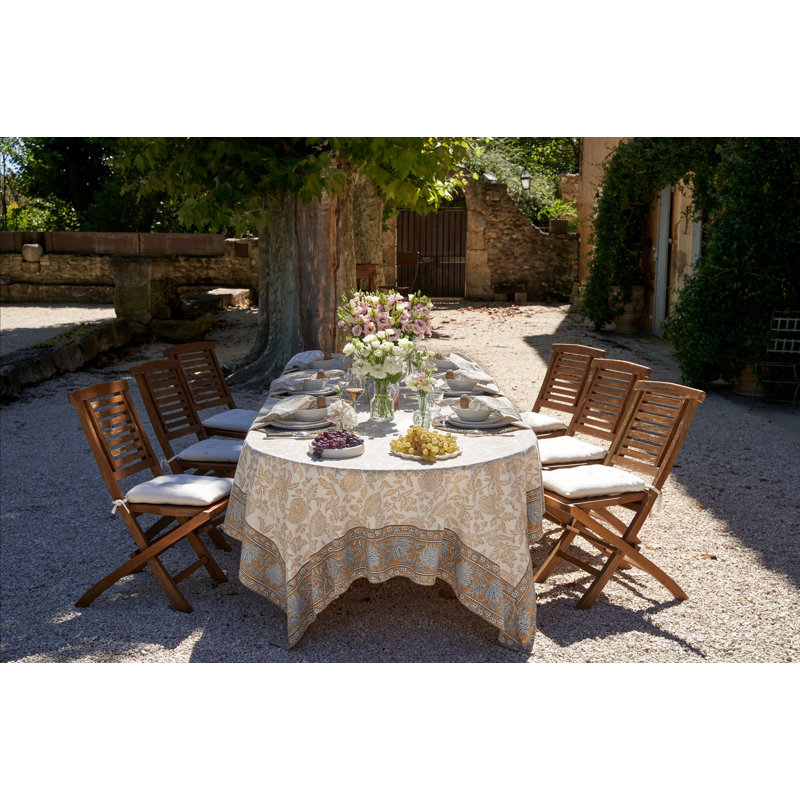 Chloe Handmade Floral Tablecloth, 142" L x 71" W