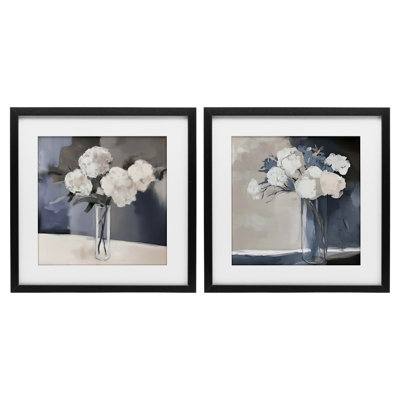 «Gentle Hydrangea Petals», ensemble de 2 impressions encadrées sous verre, design par Mona Grace