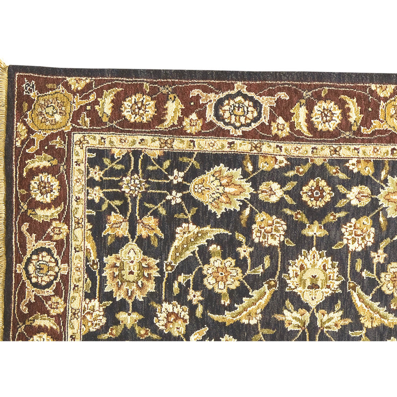 Hand Knotted Oriental Area Rug in Navy/Red, Runner 2'6" x 20'