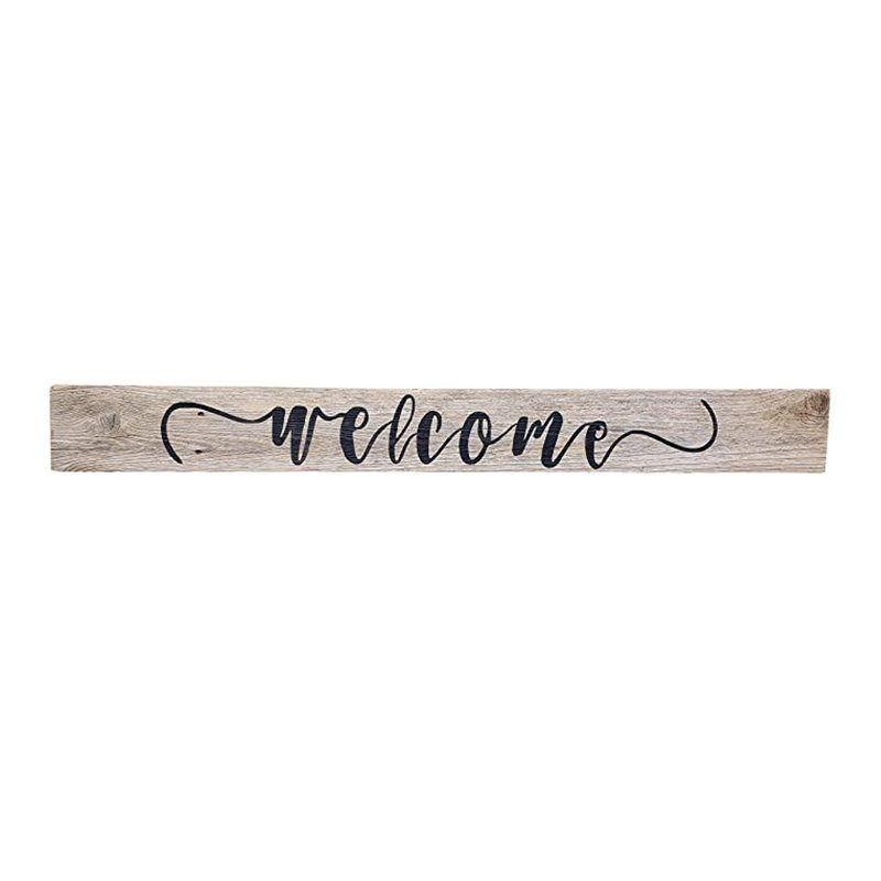 Décoration murale enseigne welcome, H 5,5 po x l 24 po x P 0,5 po, Gris patiné