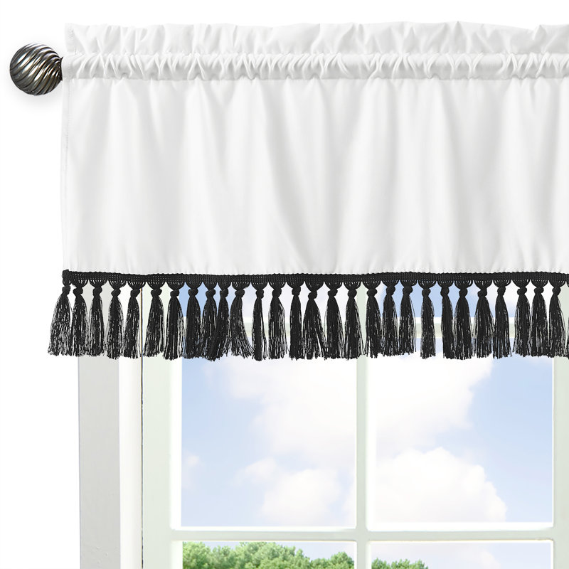 Black and White Boho Stitch Rod Pocket Window Valance