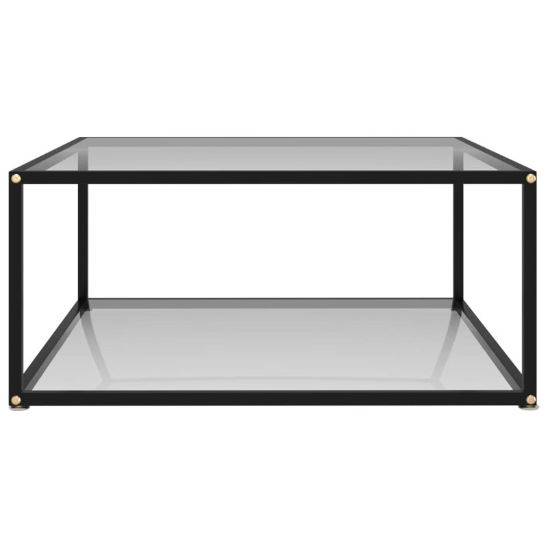Frame Single Coffee Table, Transparent/Black, Transparent, 13.8" H x 31.5" L x 31.5" W