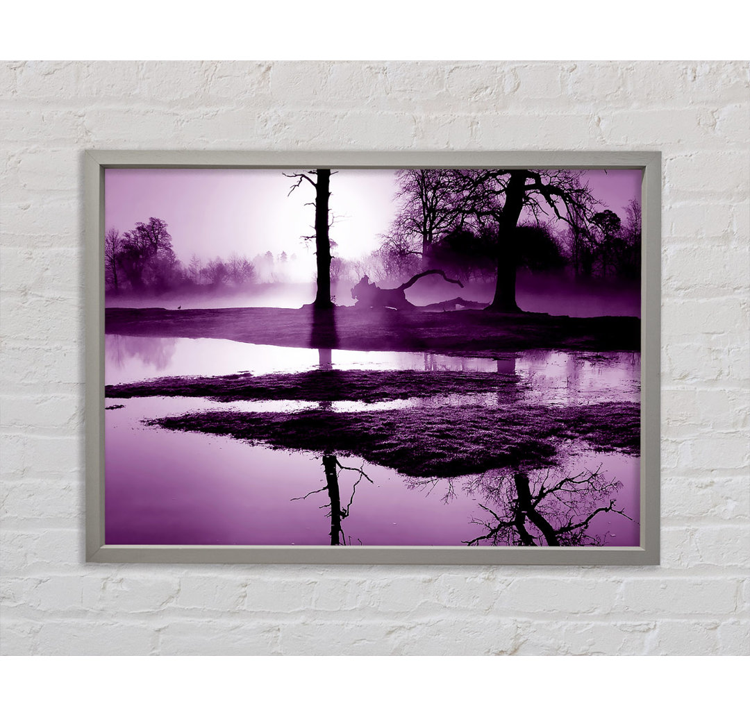 Sunset Forest Waters Purple - Einzelbildrahmen Kunstdrucke auf Leinwand