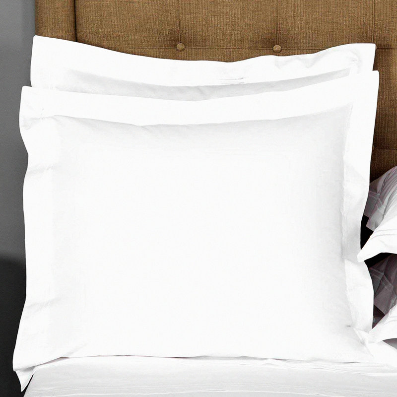 Luxury European White Cotton Pillow Shams - Set of 2 | 600 Thread Count Euro Cushion Covers | Super Soft Decorative Cases for 26 x 26 Pillows