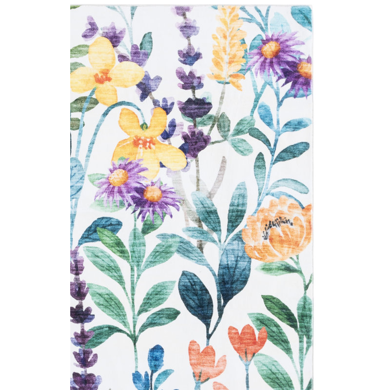 Door And Kitchen Mat 304 In Ivory / Green, Rectangle 2'3" x 4'