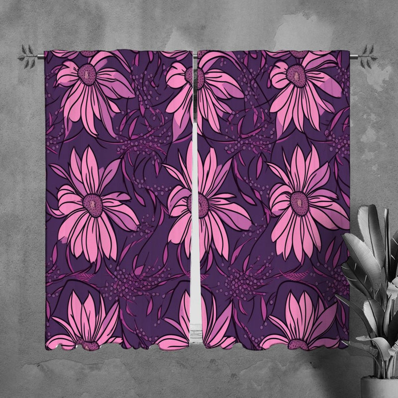 Motif floral de rideaux de fenêtre roses - 6068, L 40 po x L 82 po