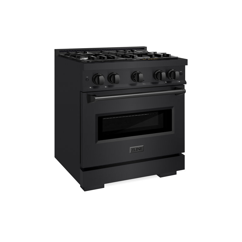 ZLINE Autograph Edition 30 in. 4.2 cu. ft. Classic Dual Fuel Range with 4 Burner Gas Cooktop and Electric Convection Oven in Stainless Steel with Accents