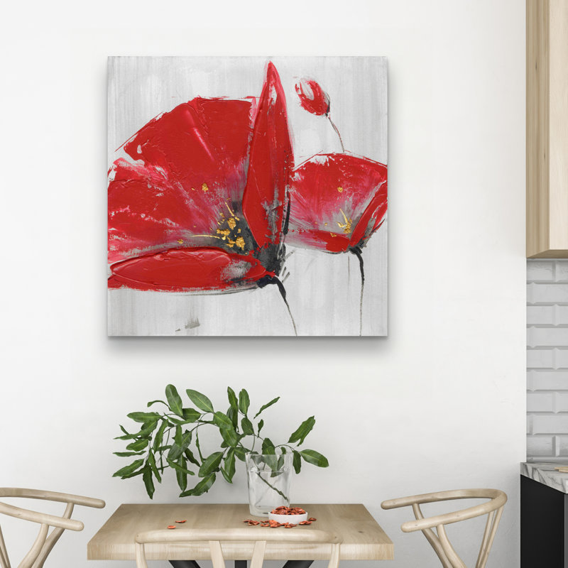 Three flowers on background - 32"x32" art on canvas