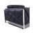 Black Genuine Leather Chair with Adjustable Headrests-50816706