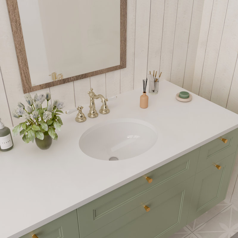 Lavabo ovale encastrÃ© en porcelaine vitrifiÃ©e DeerValley, 42 cm (L) x 34 cm (l) x 19 cm (H), avec trop-plein
