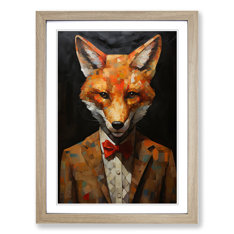 Fox Dadaism No.3 - Framed Print, Oak, 34cm H x 25cm W x 2cm D