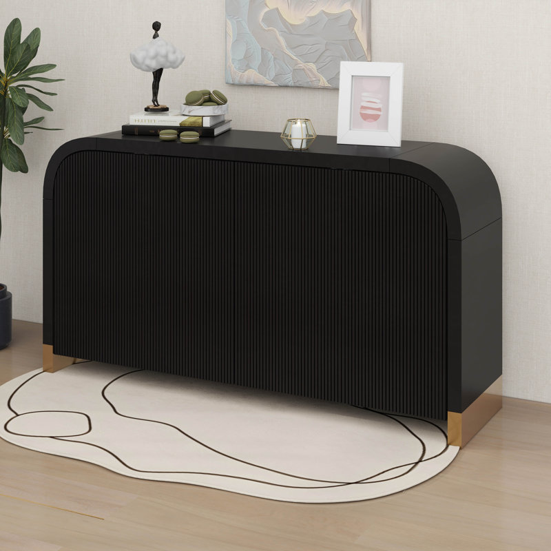 Armoire à panneau ondulé 4 portes avec tablette réglable, Noir