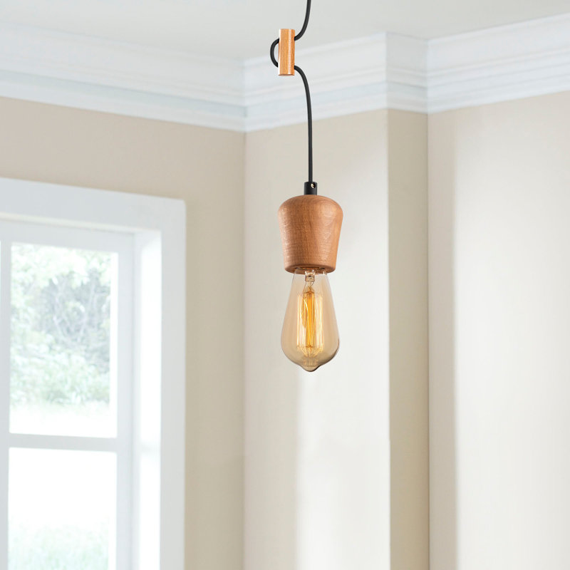 Luminaire suspendu à 1 lumière Hendry, Noir / beige