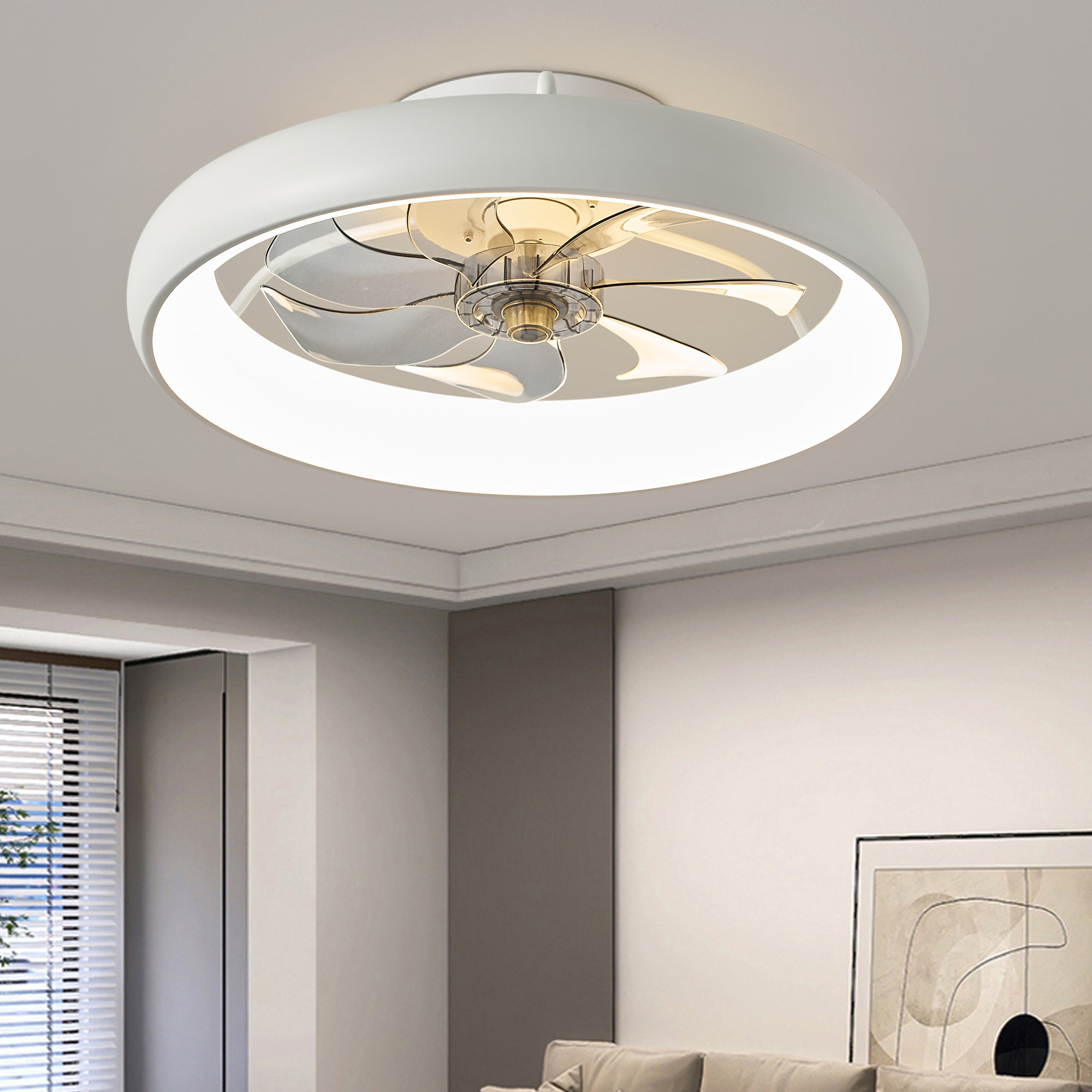 Wrought Studio 20 Dianeshia Flush Mount Dimmable Ceiling Fan