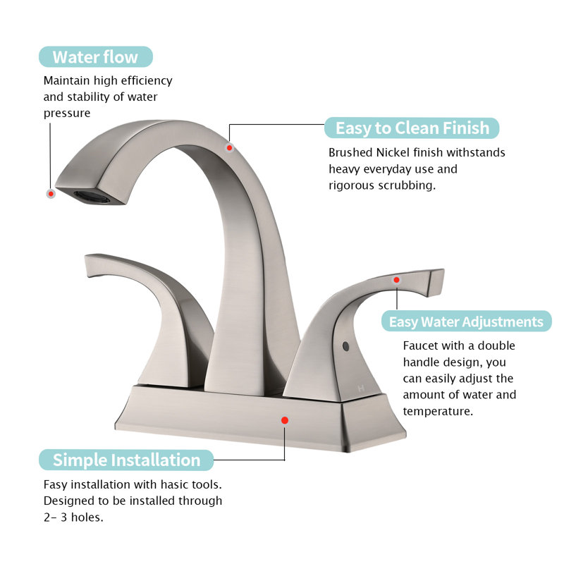 Centerset Faucet 2-handle Bathroom Sink Faucet with Drain Assembly, Brushed Nickel